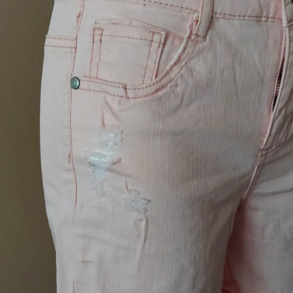 Epic Threads Denim Shorts distressed cuffed hem - blush pink - size 14